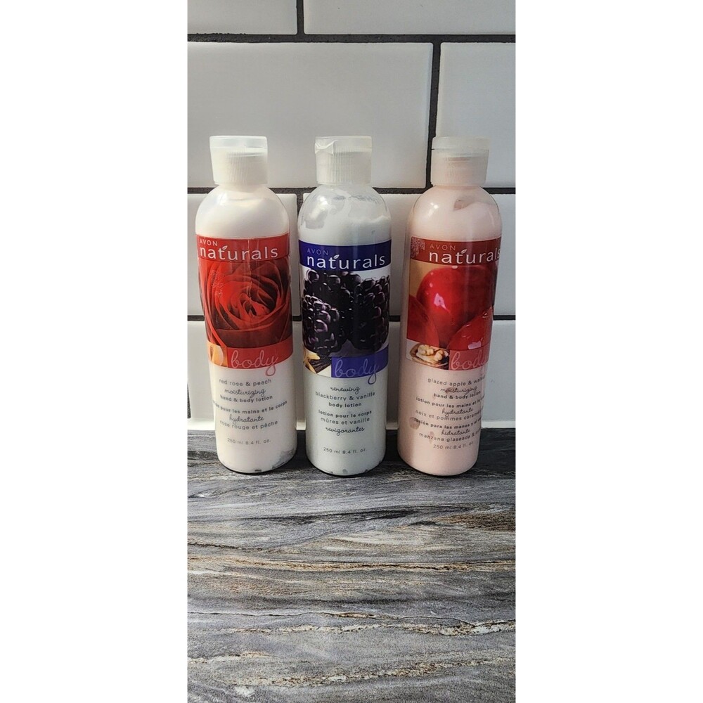 AVON Naturals Lotions 8.4oz Lot Of 3 Discontinued Blackberry &, Rose &, Apple &